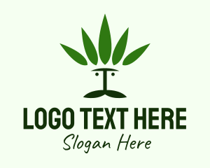 Weed Leaves Mustache Logo