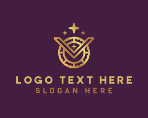 Golden - Gold Cryptocurrency Letter VO logo design