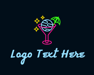 Hangout - Neon Bar Drink Planet logo design