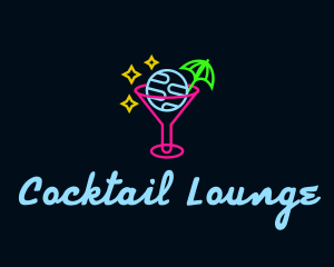 Neon Bar Drink Planet logo design