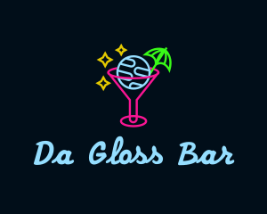 Neon Bar Drink Planet logo design