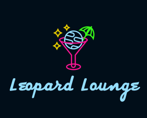 Neon Bar Drink Planet logo design