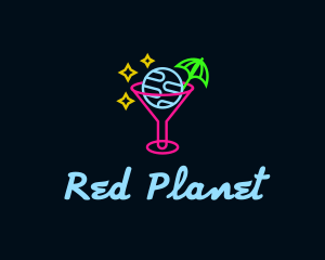 Neon Bar Drink Planet logo design