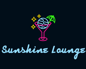 Neon Bar Drink Planet logo design