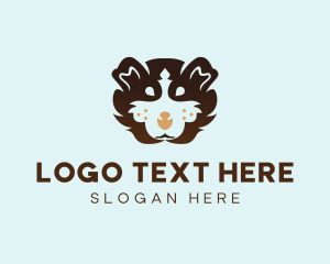 Black Hexagon - Fluffy Puppy Dog logo design