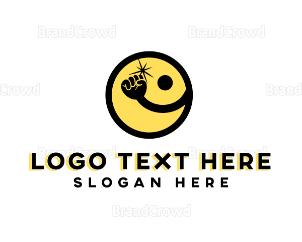 Cartoon Hand Punch Smiley Logo