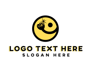 Language - Cartoon Hand Punch Smiley logo design