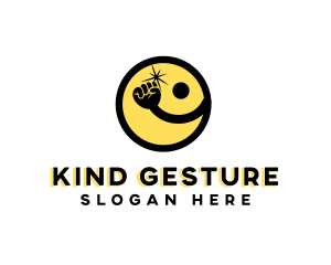 Gesture - Cartoon Hand Punch Smiley logo design