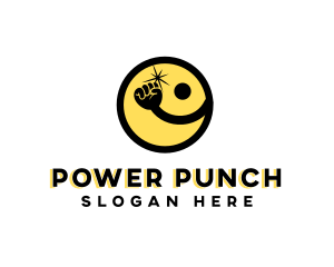 Punch - Cartoon Hand Punch Smiley logo design
