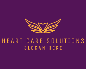 Heart Wings Outline logo design