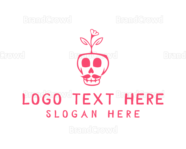 Skull Plant Flower Logo