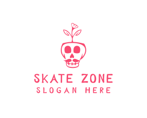 Skull Plant Flower logo design