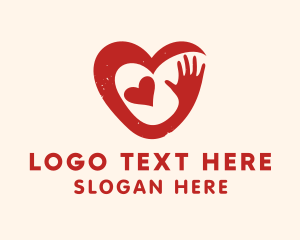Caregiver - Heart Support Hand logo design