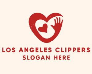 Heart Support Hand  logo design