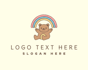 Playroom - Teddy Bear Rainbow logo design