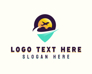 Location - Travel Location Pin Airplane logo design