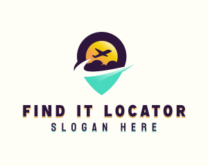 Travel Location Pin Airplane logo design