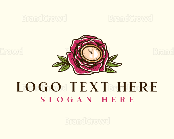 Rose Clock Floral Logo