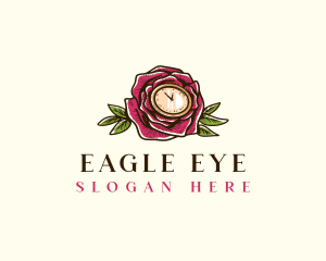 Rose Clock Floral logo design