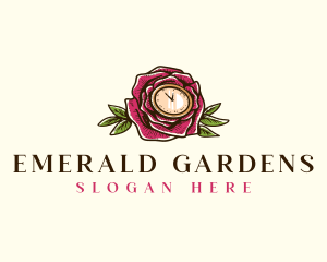 Rose Clock Floral logo design