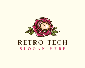 Rose Clock Floral logo design