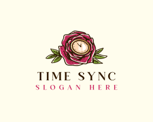 Rose Clock Floral logo design