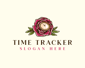 Rose Clock Floral logo design