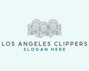 Children - Triplet Baby Wings logo design