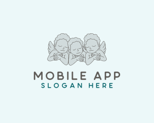 Cute - Triplet Baby Wings logo design