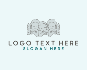 Heaven - Triplet Baby Wings logo design