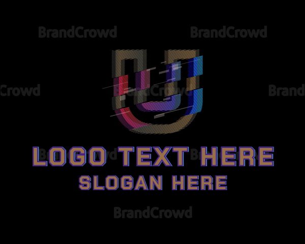 Gradient Glitch Letter U Logo