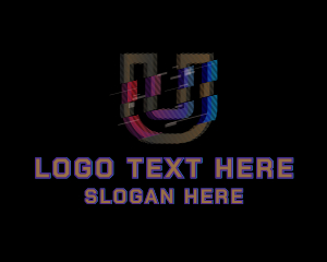 Retro - Gradient Glitch Letter U logo design