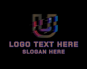 Gradient Glitch Letter U Logo