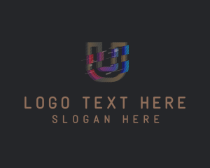 Programming - Gradient Glitch Letter U logo design