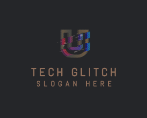 Malfunction - Gradient Glitch Letter U logo design