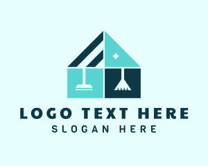 Cleaning Services - Clean House Squeegee Broom logo design