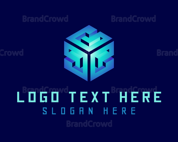 Blue 3D Cube Startup Logo