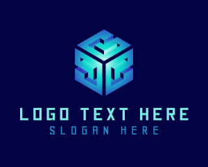 Gradient - Blue 3D Cube Startup logo design