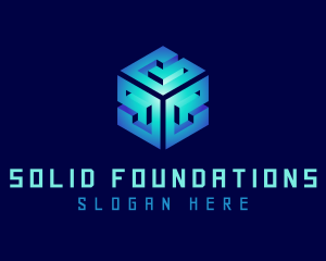 Blue 3D Cube Startup Logo