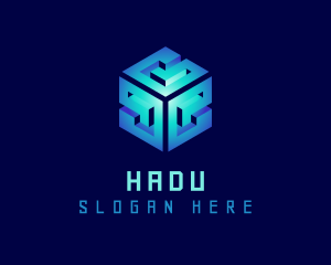 Application - Blue 3D Cube Startup logo design