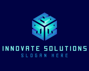Three-dimensional - Blue 3D Cube Startup logo design