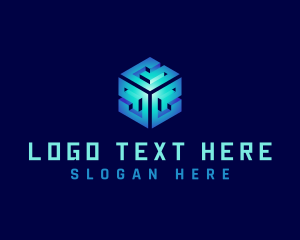 Gradient - Blue 3D Cube Startup logo design