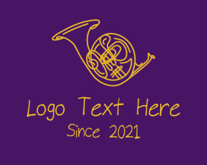 Trumpet Player - Golden Musical Trumpet logo design