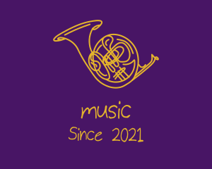 Golden Musical Trumpet  logo design