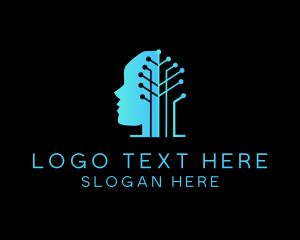 Virtual - Human Artificial Intelligence Tree logo design