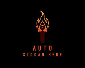 Funeral - Holy Crucifix Flame logo design