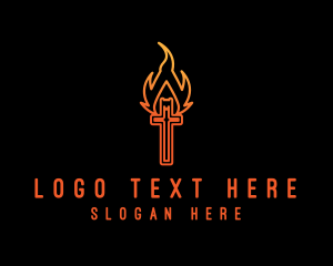 Bible - Holy Crucifix Flame logo design