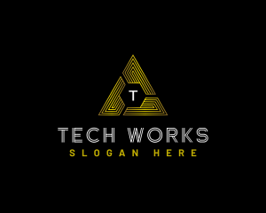 Tech Pyramid Triangle logo design