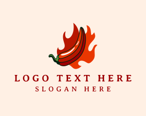 Spicy Food - Flaming Hot Chili logo design