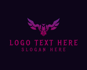 Demon - Winged Skull Letter M logo design